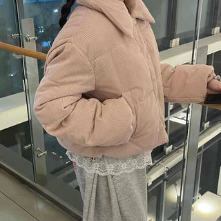 Daily Pastel Corduroy Collar Padded Jacket