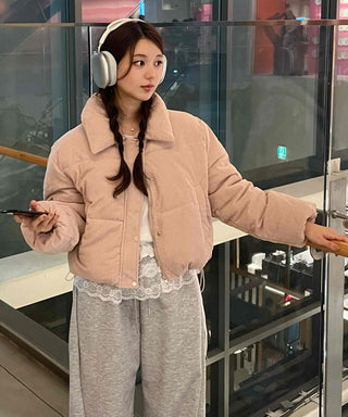 Daily Pastel Corduroy Collar Padded Jacket