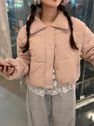 Daily Pastel Corduroy Collar Padded Jacket