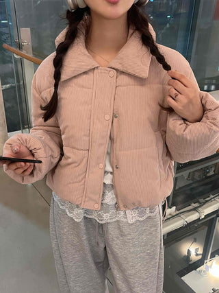 Daily Pastel Corduroy Collar Padded Jacket