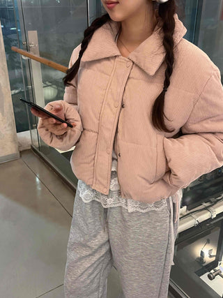Daily Pastel Corduroy Collar Padded Jacket