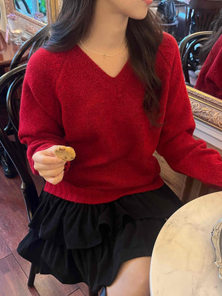 New Basic V-Neck Plain Knit