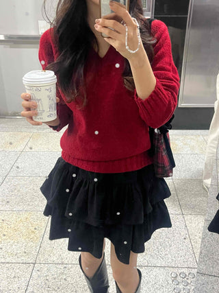 New Basic V-Neck Plain Knit