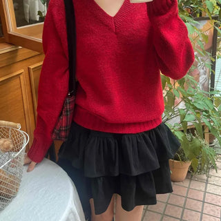 New Basic V-Neck Plain Knit