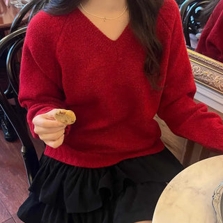 New Basic V-Neck Plain Knit