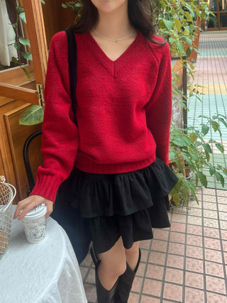 New Basic V-Neck Plain Knit