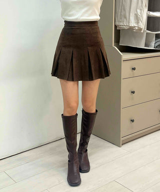 Comfortable Suede Mini Pleated Skirt