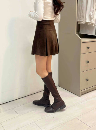 Comfortable Suede Mini Pleated Skirt