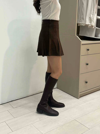 Comfortable Suede Mini Pleated Skirt