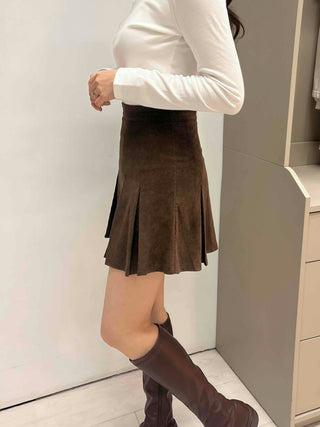 Comfortable Suede Mini Pleated Skirt