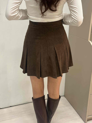 Comfortable Suede Mini Pleated Skirt