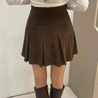 Comfortable Suede Mini Pleated Skirt