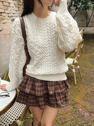 Simple Cable Knit Plain Knit