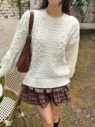 Simple Cable Knit Plain Knit