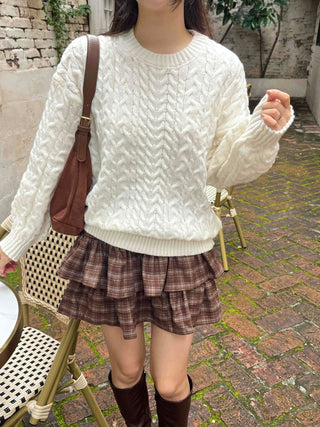 Simple Cable Knit Plain Knit