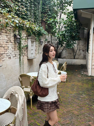Simple Cable Knit Plain Knit