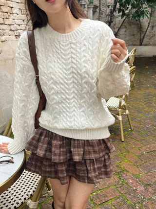 Simple Cable Knit Plain Knit