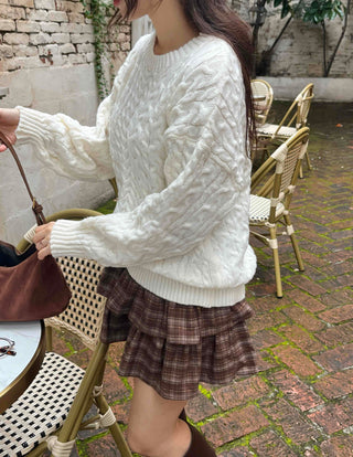 Simple Cable Knit Plain Knit