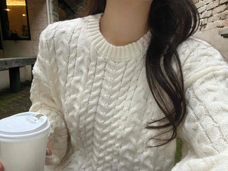 Simple Cable Knit Plain Knit