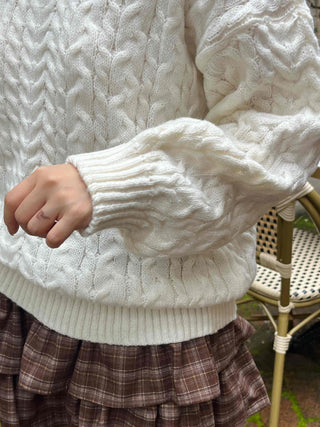 Simple Cable Knit Plain Knit
