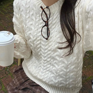 Simple Cable Knit Plain Knit