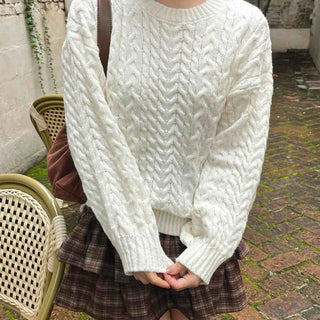Simple Cable Knit Plain Knit
