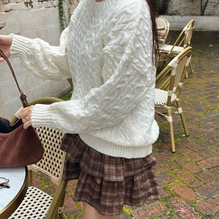 Simple Cable Knit Plain Knit