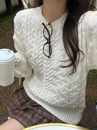 Simple Cable Knit Plain Knit