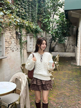 Simple Cable Knit Plain Knit