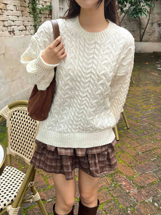 Simple Cable Knit Plain Knit