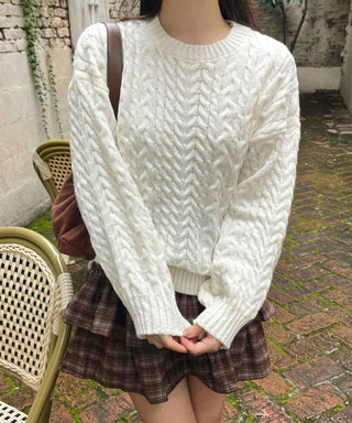 Simple Cable Knit Plain Knit