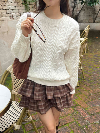 Simple Cable Knit Plain Knit