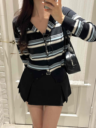 Daily Multi-Stripe Round Neck Cardigan