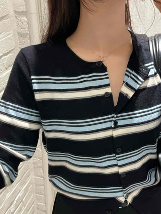 Daily Multi-Stripe Round Neck Cardigan