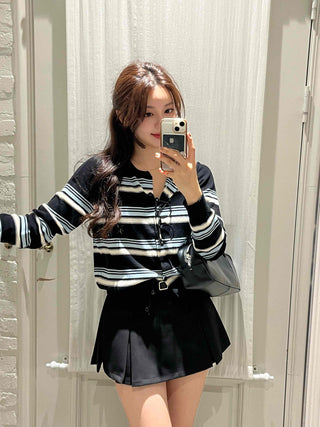 Daily Multi-Stripe Round Neck Cardigan