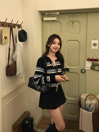 Daily Multi-Stripe Round Neck Cardigan