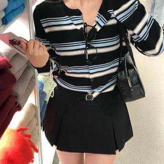 Daily Multi-Stripe Round Neck Cardigan