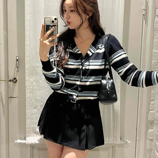 Daily Multi-Stripe Round Neck Cardigan