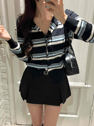 Daily Multi-Stripe Round Neck Cardigan