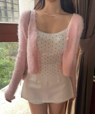 New Basic Feather V-Neck Cardigan
