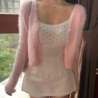 New Basic Feather V-Neck Cardigan