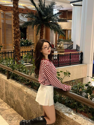 Street Autumn Striped V-Neck Knit