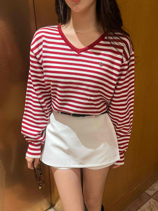 Street Autumn Striped V-Neck Knit