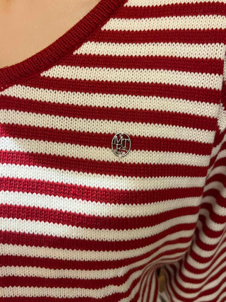 Street Autumn Striped V-Neck Knit