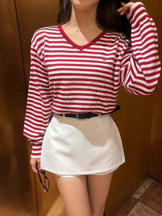Street Autumn Striped V-Neck Knit