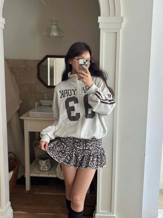 Leopard Shirred Mini Skirt