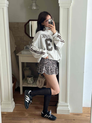 Leopard Shirred Mini Skirt