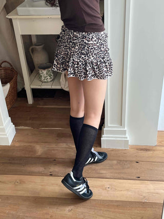 Leopard Shirred Mini Skirt