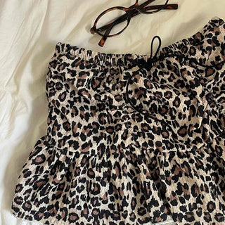 Leopard Shirred Mini Skirt