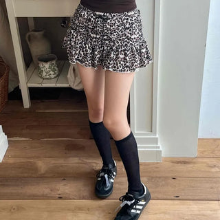 Leopard Shirred Mini Skirt